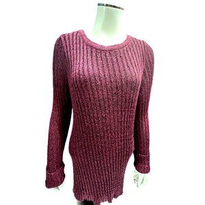 Apt. 9 Cable Knit Plum Satin Mock Layer Sweater and Polyester Tank Top Tunic Swe